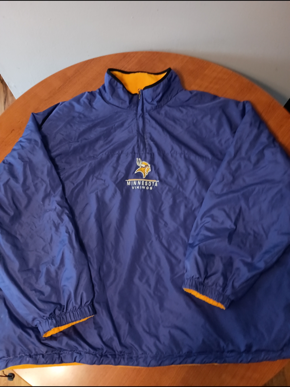 Minnesota Vikings NFL Fleece Sweater Mens 3XL Reversible Full Zip Yellow Purple